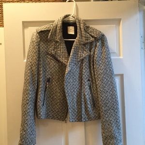 Gap Cropped Tweed Moto Jacket